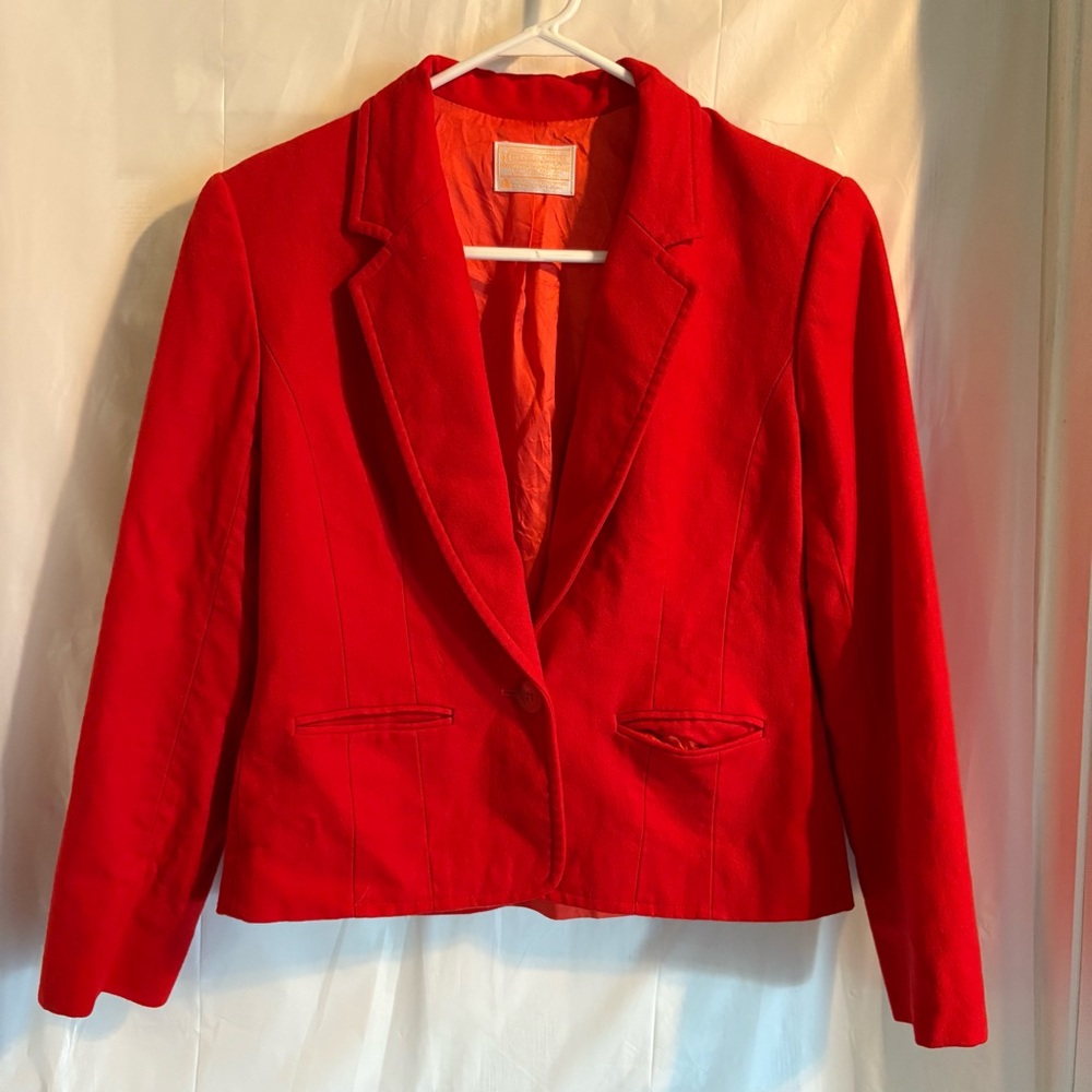 Pendleton Blazer Jacket Womens 8 One Office Vintage Tomato Red Virgin Wool Work